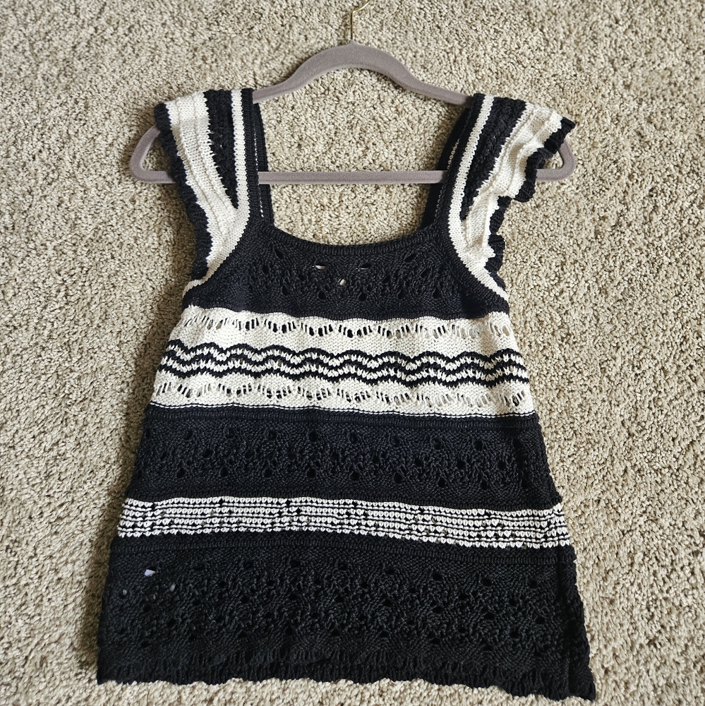 Black and White Crochet Loft Tank Top